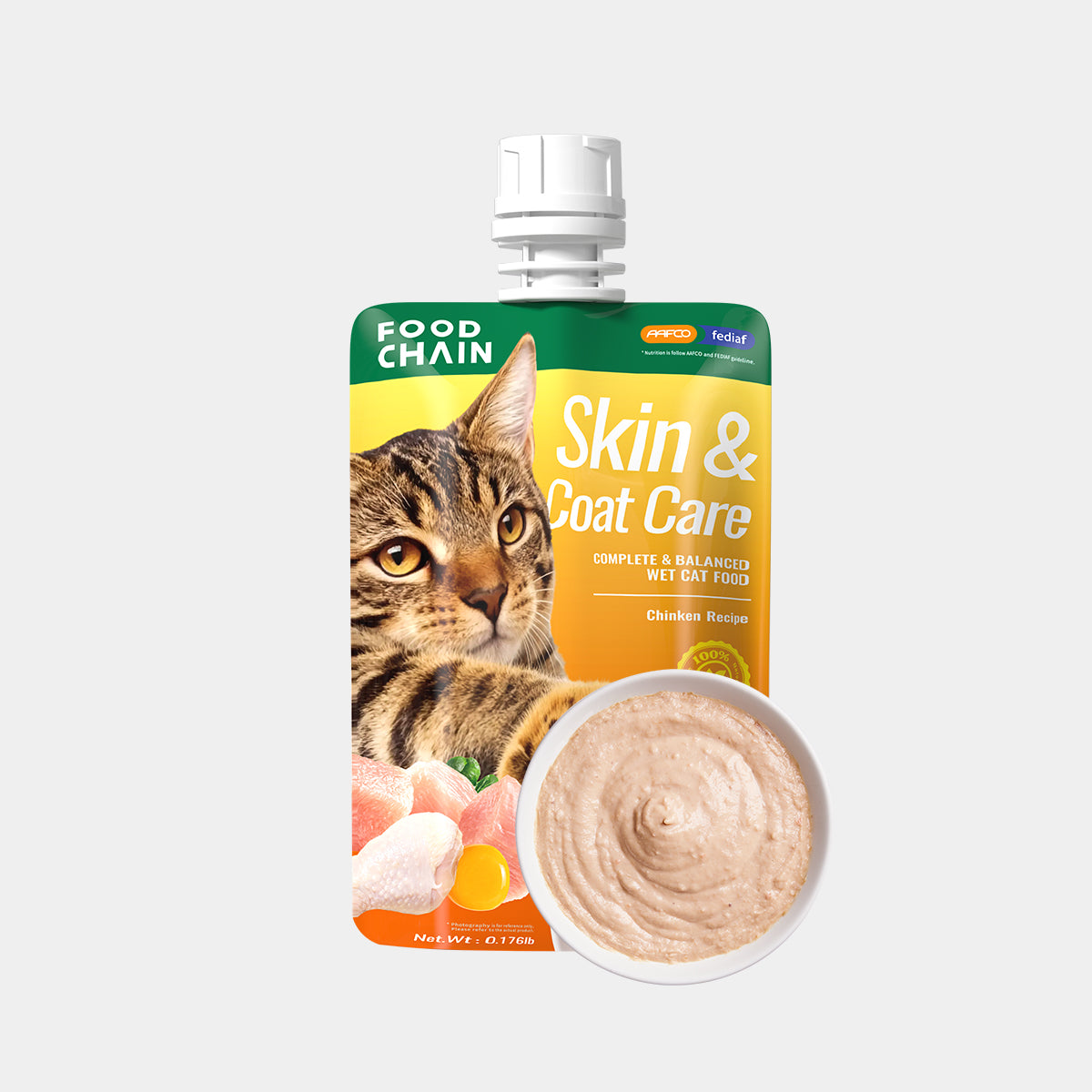 FOODCHAIN DF Natural Wet Cat Food Mousse – Grain-Free, High Protein, Chinken, 2.82-oz Pouches (16 Count)-1