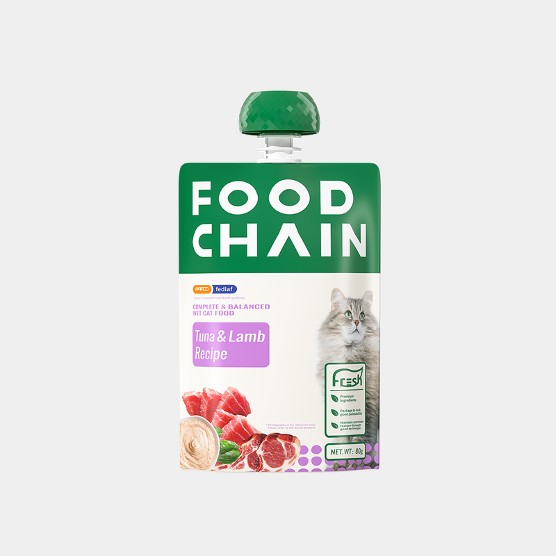 FOODCHAIN M90 Natural Wet Cat Food Mousse  – Grain-Free, High Protein, Tuna & Lamb, 2.82-oz Pouches (16 Count)-zoom-