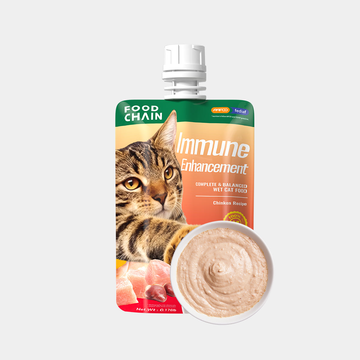 FOODCHAIN DF Natural Wet Cat Food Mousse – Grain-Free, High Protein, Chinken, 2.82-oz Pouches (16 Count)-zoom-1