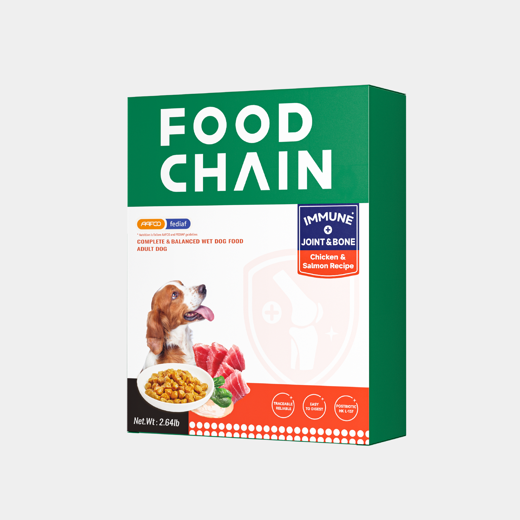 FOODCHAIN Natural Wet Gog Food Mousse  – Grain-Free, High Protein, Chicken & Salmon, 2.82-oz Pouches (16 Count)