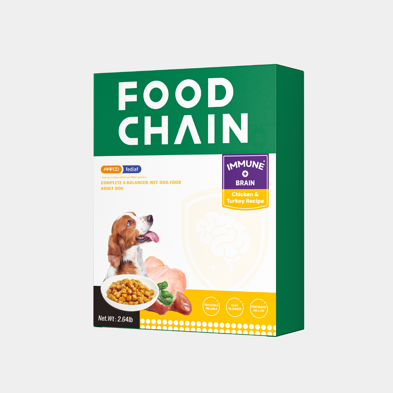 FOODCHAIN Natural Wet Gog Food Mousse  – Grain-Free, High Protein, Chicken & Turkey, 2.82-oz Pouches (16 Count)-1