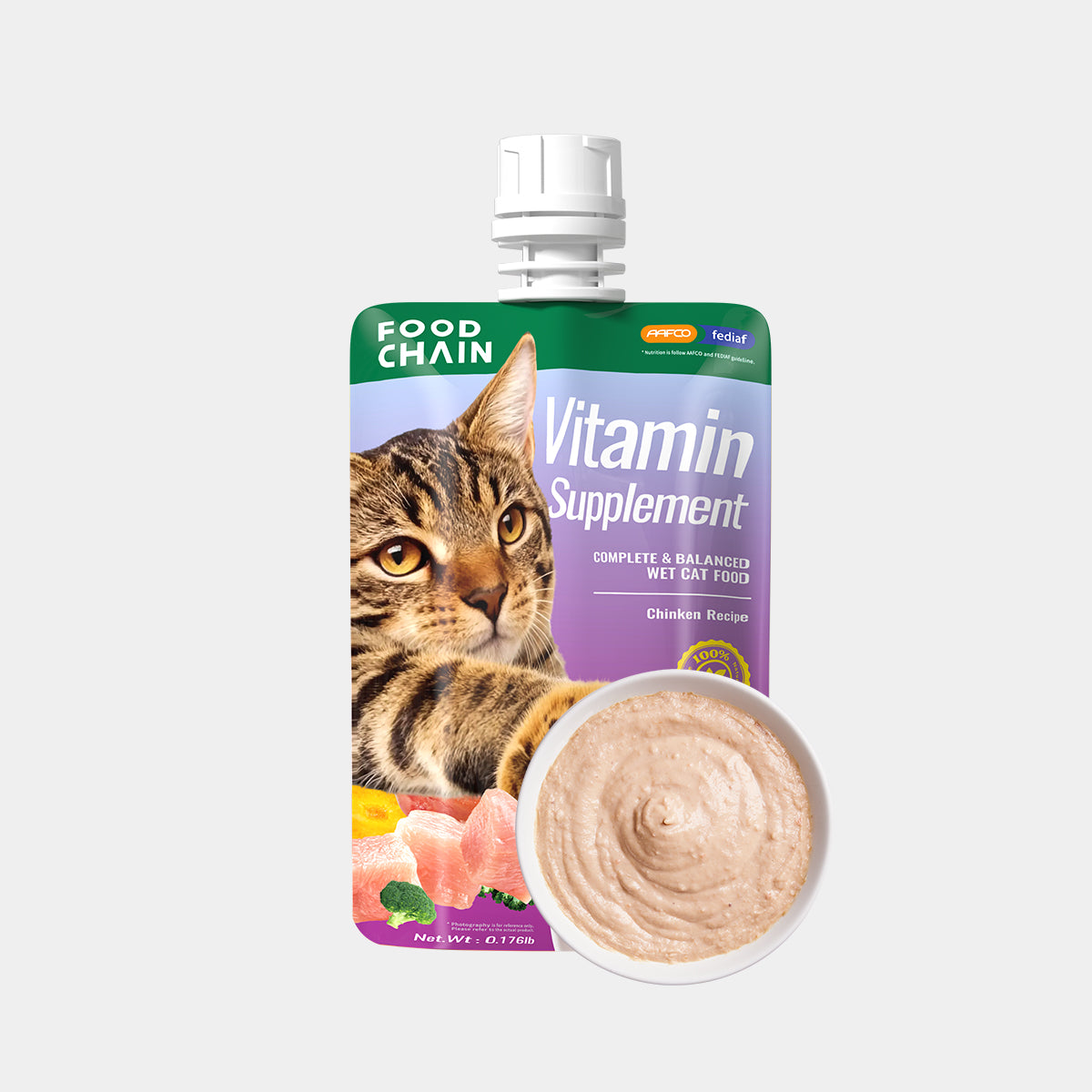 FOODCHAIN DF Natural Wet Cat Food Mousse – Grain-Free, High Protein, Chinken, 2.82-oz Pouches (16 Count)